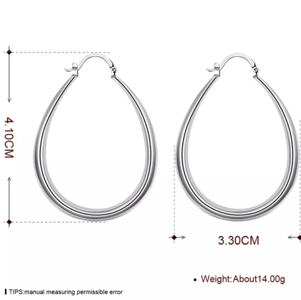925 Sterling Silver Smooth Circle 41mm Hoop Earrings - Picture 4 of 5